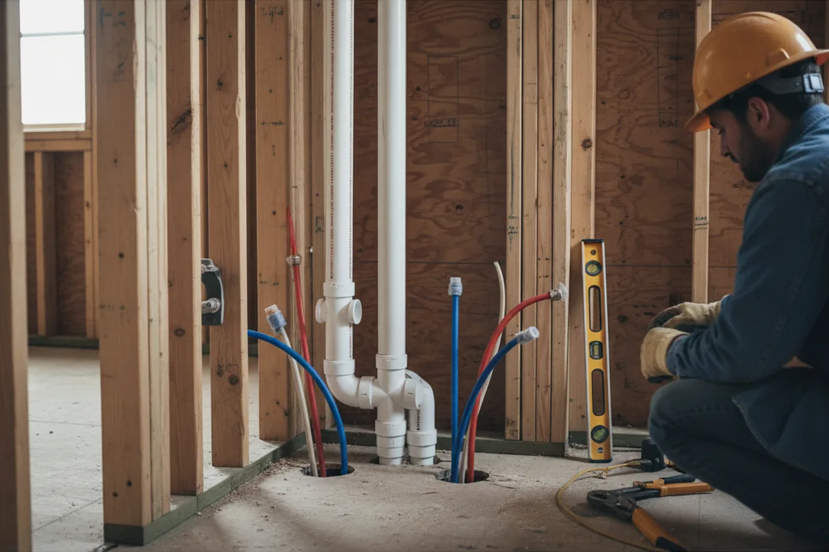 Drain and supply rough-in during Garbage Disposal Repair in Le Roy